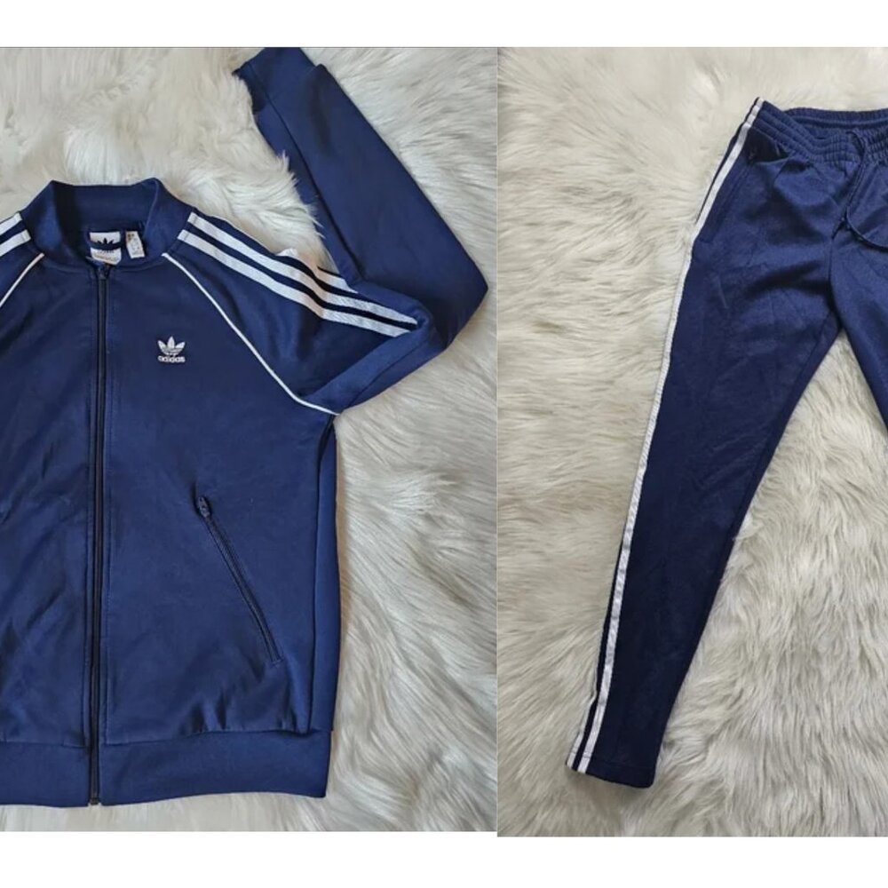 Navy Blue Adidas Track Pants Jogger Jogging Suit Set XS